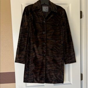 GG Collection Dark Brown Tiger Print Teddy Jacket